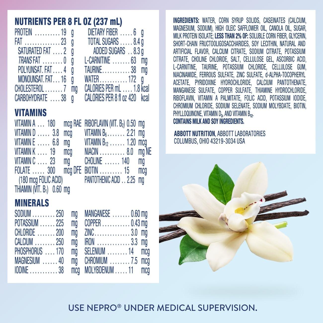 Nepro Nepro Nutrition Shake for People on Dialysis, With 19 Grams of Protein, 420 Calories, Homemade Vanilla, 8 fl oz, Pack of 24