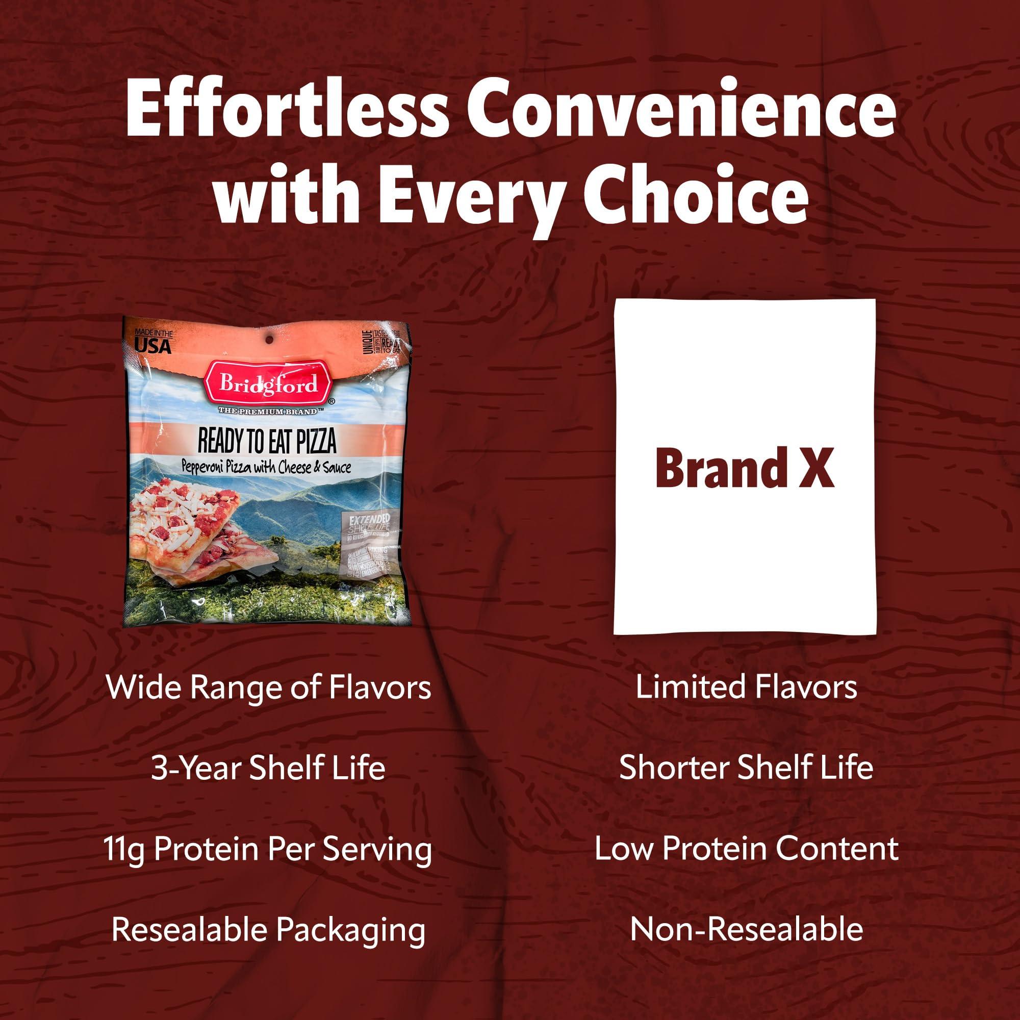 Bridgeford Bridgford MRE Pepperoni Pizza Slice With Cheese MRE Survival Food - 3 Pack - No Refrigeration Needed and Long Shelf Life MRE Meals - High-Protein Military MRE for Emergency Preparedness