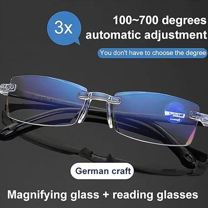 Generic Generic Autozoom Reading Glasses, Autozoom Glasses, Clear Focus Auto Adjusting Glasses for Women and Men, German Multifocal Anti Blue Light Clear Vision Frameless Reading Glasses (2pcs)