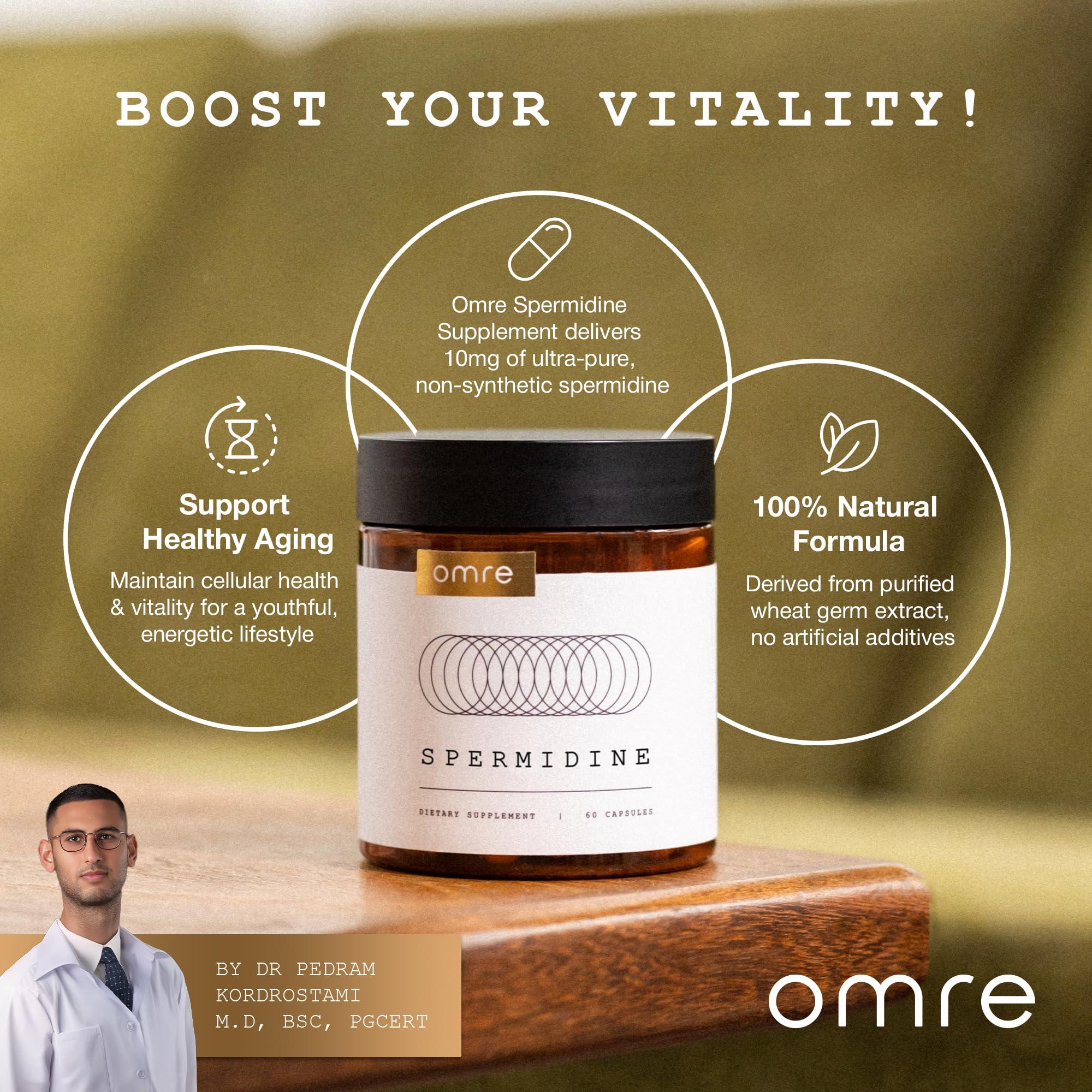 omre omre Spermidine Supplement (10mg of Non-Synthetic Spermidine) - 3rd-Party Tested 1000mg Wheat Germ Extract Standardized to No Less Than 1% Spermidine - 10mg of Natural Spermidine per Serving