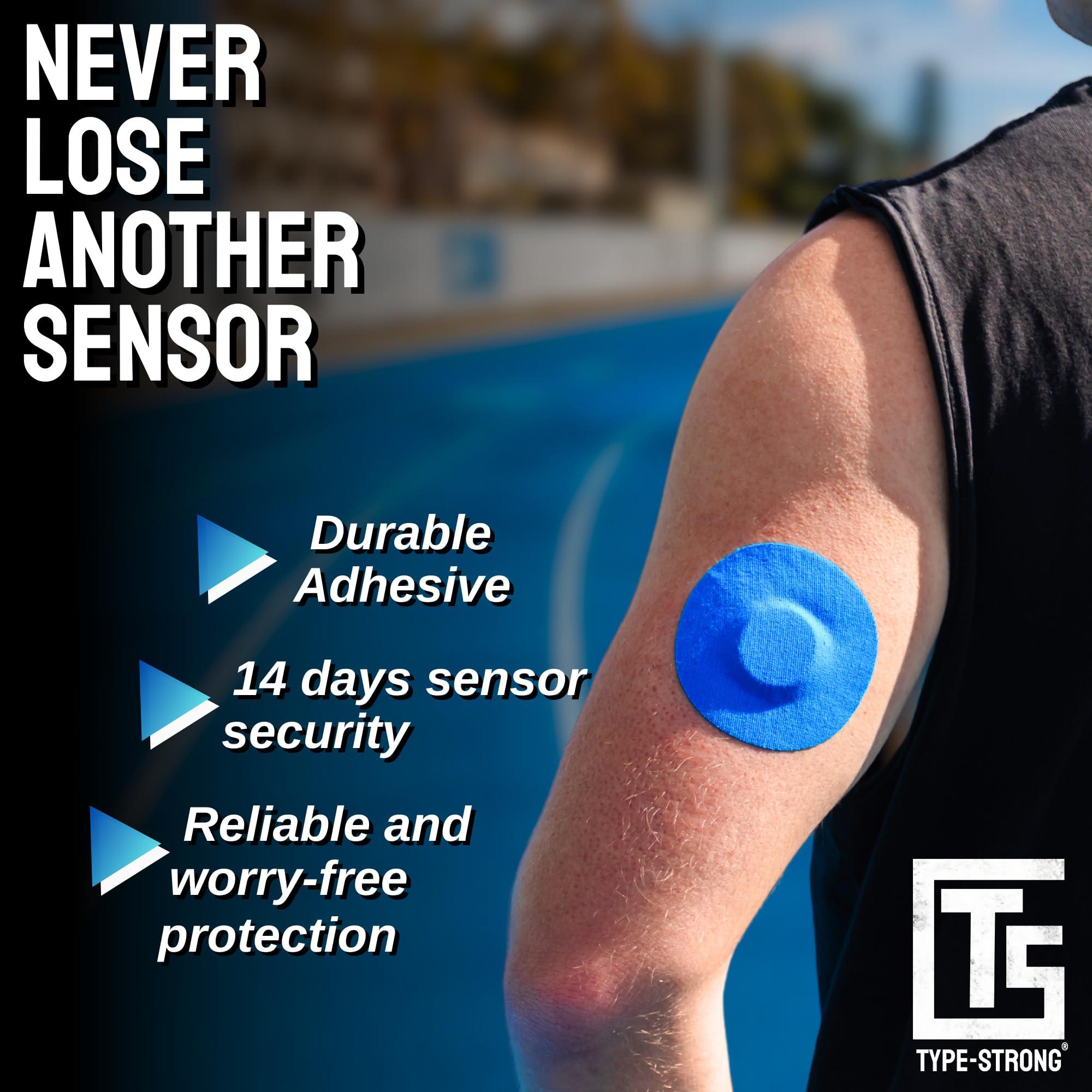 Type Strong Type Strong Freestyle Libre 3 Sensor Covers, Adhesive Patches for Libre 2, Dexcom G7, Medtronic Guardian. Pre-Cut for Sensitive Skin, Waterproof, Sweat-Resistant for 10-14 Days, 20 Pack, Black