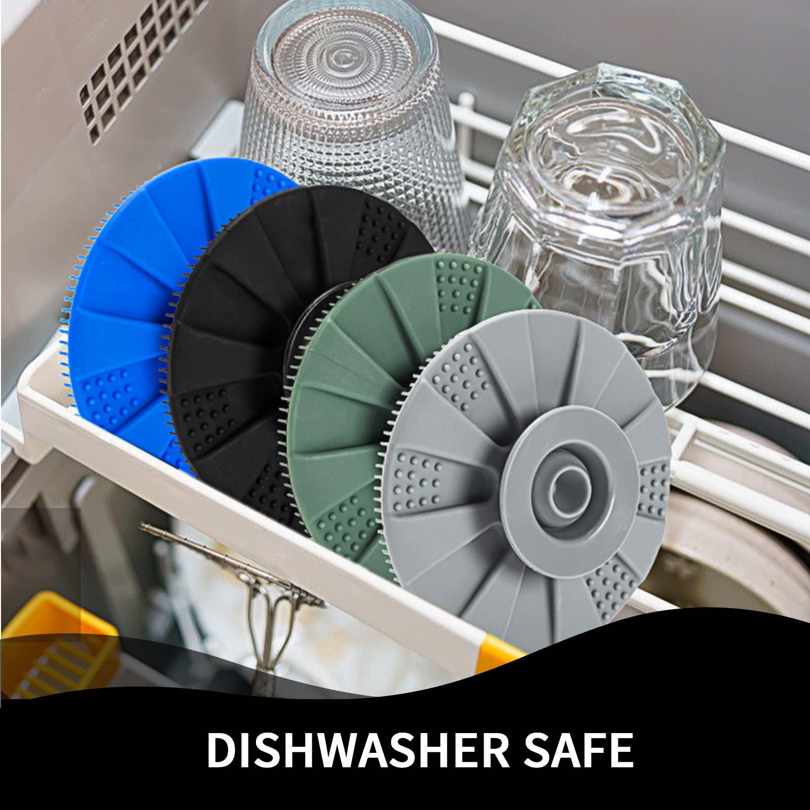 BEAUTAIL Silicone Sponge, BEAUTAIL Non-Scratch Scrub Sponges, for Washing Dishes and Cleaning Kitchen, Long Lasting and Reusable Dishwashing Scrubber, Suction Up Hang Designed, 2 Pack, Black+Olive Green