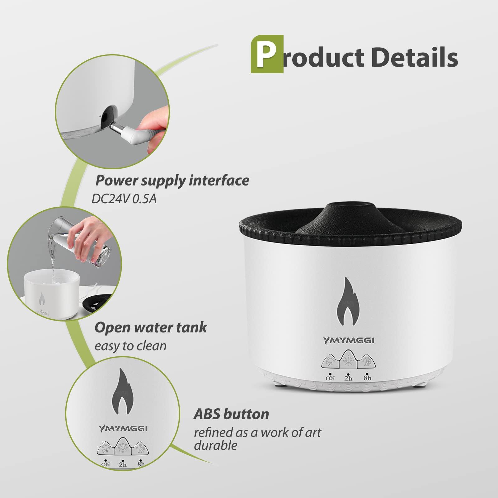 YMYMGGI YMYMGGI Volcano Diffuser Aromatherapy Oil Humidifier 2 Mist Mode Flame Humidifier,360ML Timer and Waterless Auto-Off Double Color with Remote Control for Home Office