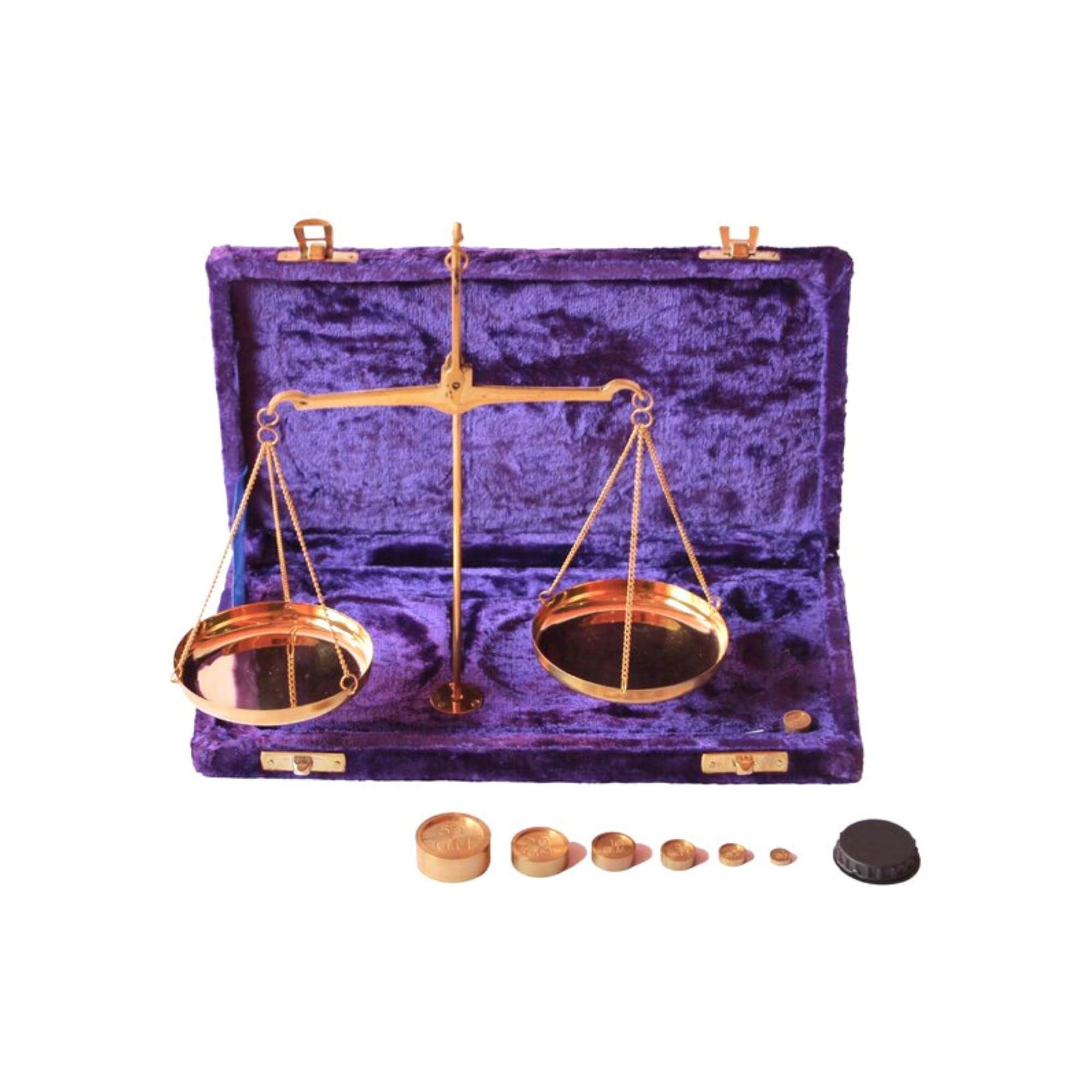 AS BRASS INSTRUMENT Vintage Weighting Scale (tarazu) -Brass Balance Scale-Made in India Gold Scales with Velvet Box