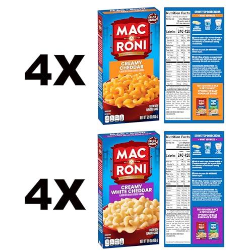 Mac-A-Roni Mac-A-Roni Variety Pack, Creamy Cheddar + Creamy White Cheddar, 5.9 Oz (Pack of 8)