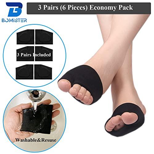 Bomister 3 Pairs of Metatarsal Pads for Women and Men, Ball of Foot Cushions for Pain Relief of Bunions&Morton\'s Neuroma,Metatarsal Sleeve/Socks with Built-in Soft Gel Pad (X-Large,Black)