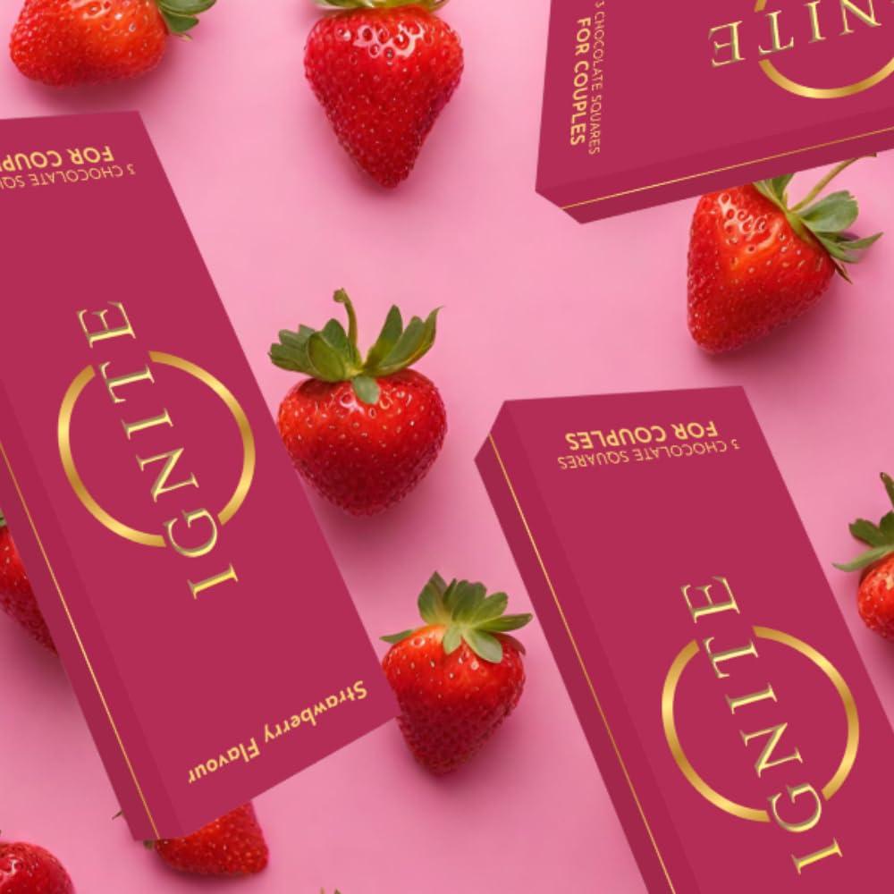 MBDH Wellness Ignite Chocolate Bars - Premium Strawberry flavor Chocolate Squares for Couples - 60% Cocoa, Vegetarian - Crafted with Epimedium and Maca Root for a Delightful Experience - Ideal for Men & Women