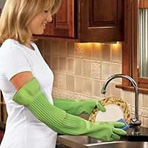 db Roth Arms Length Latex All Purpose Cleaning Gloves, Textured Fingers, Pair 22.8\", Green