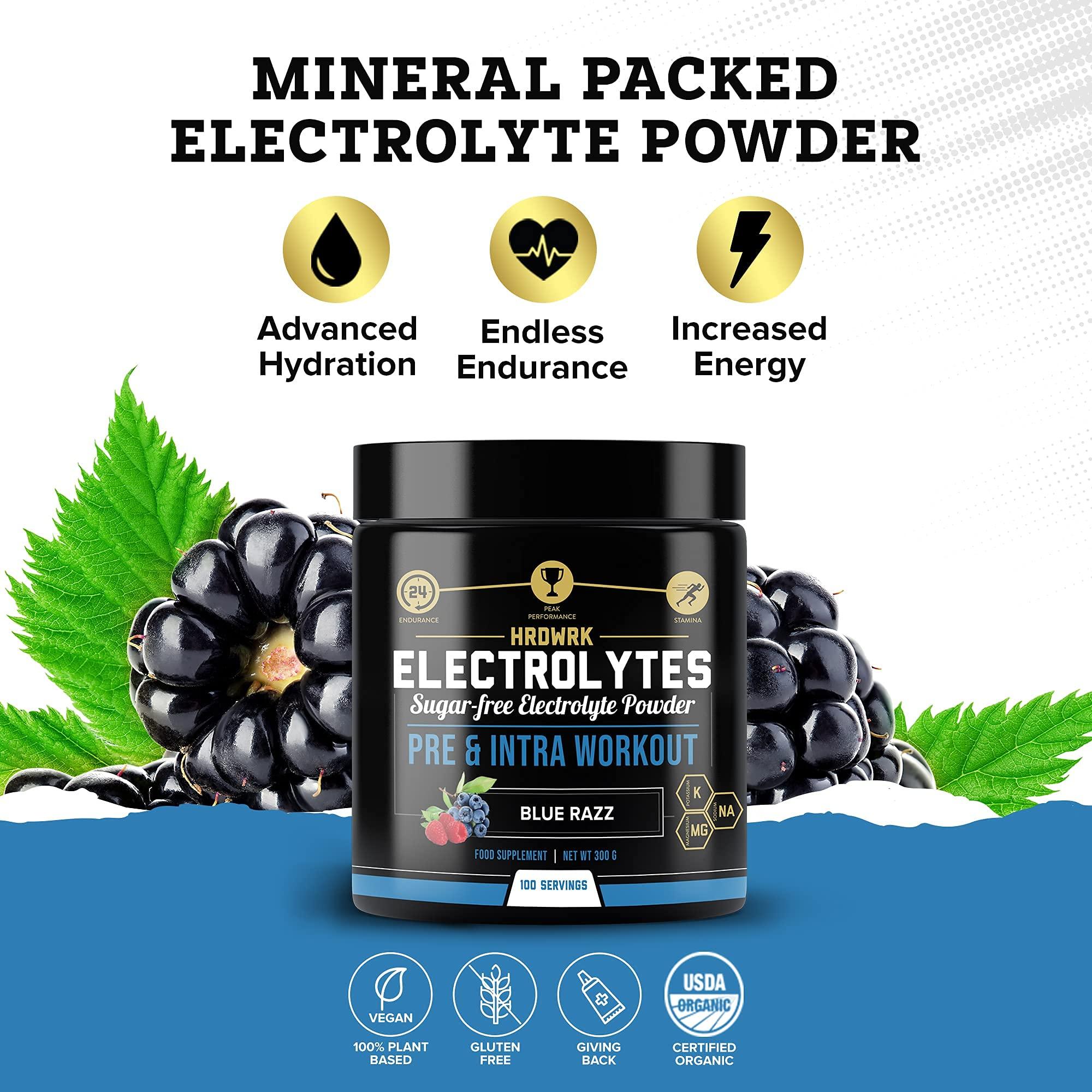 MMA Nutrition HRDWRK Electrolytes Powder with Magnesium, Potassium - Sugar Free Electrolytes Boost Endurance and Reduce Fatigue with This Electrolytes Supplement - Maximum Hydration - Keto Friendly