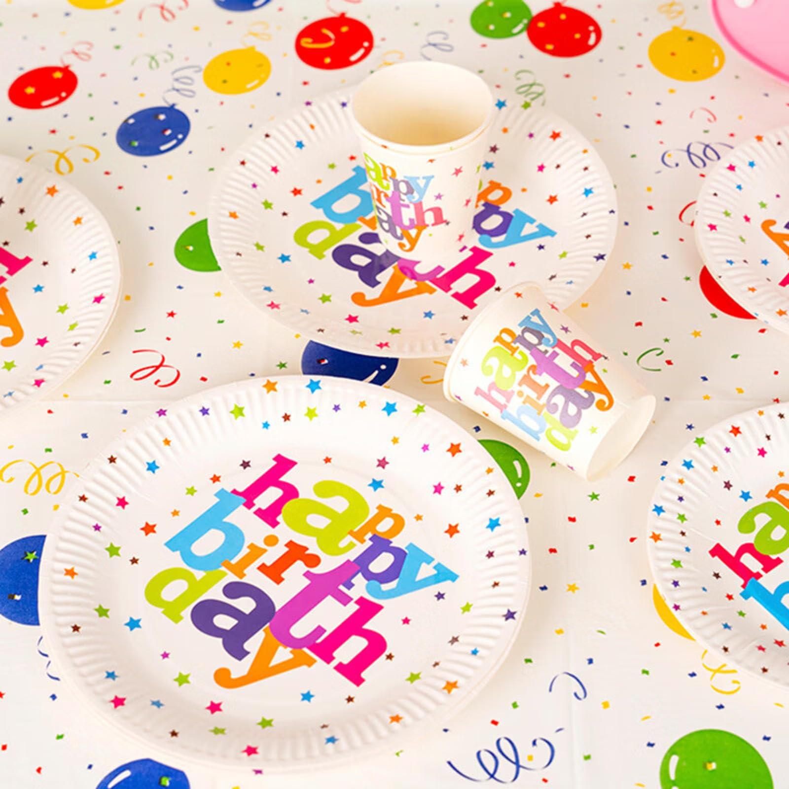 Miskyn Miskyn Birthday Gathering Party Disposable Paper Tray Paper Cup Colorful Balloon Pattern Tablecloth Camping Picnic Set