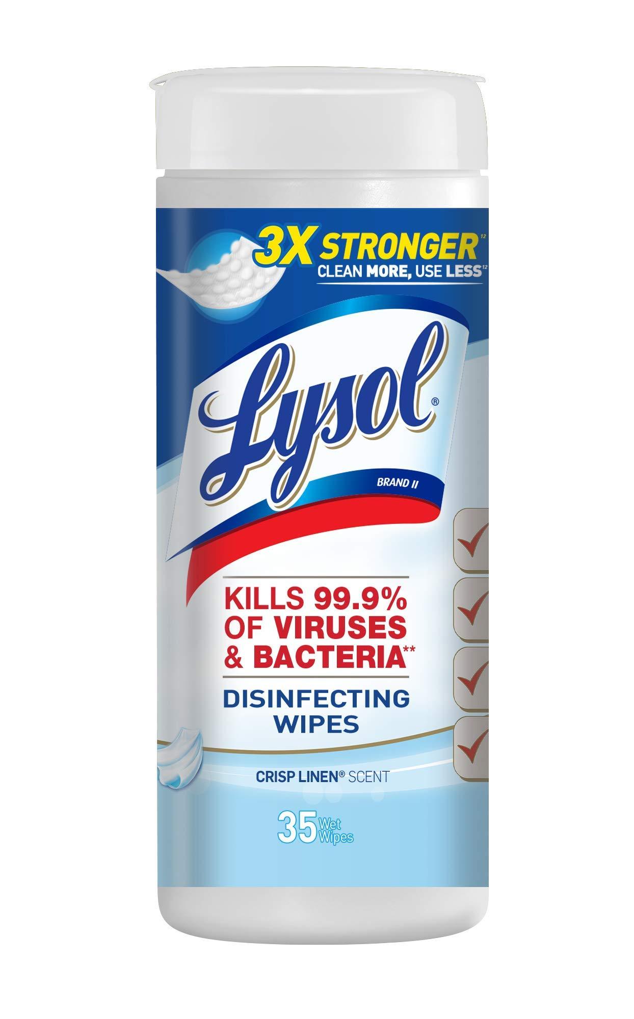 Lysol Lysol Disinfecting Wipes, Crisp Linen, 35ct, Crisp Linen, 35 Count (Pack of 1)