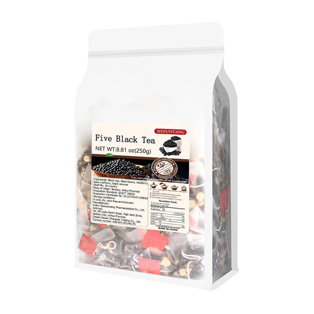 MIHUNTANG Wu hei tea 8.81oz (5g50packets) Five black tea Mulberry black wolfberry tea Combination herbal tea bag 250g