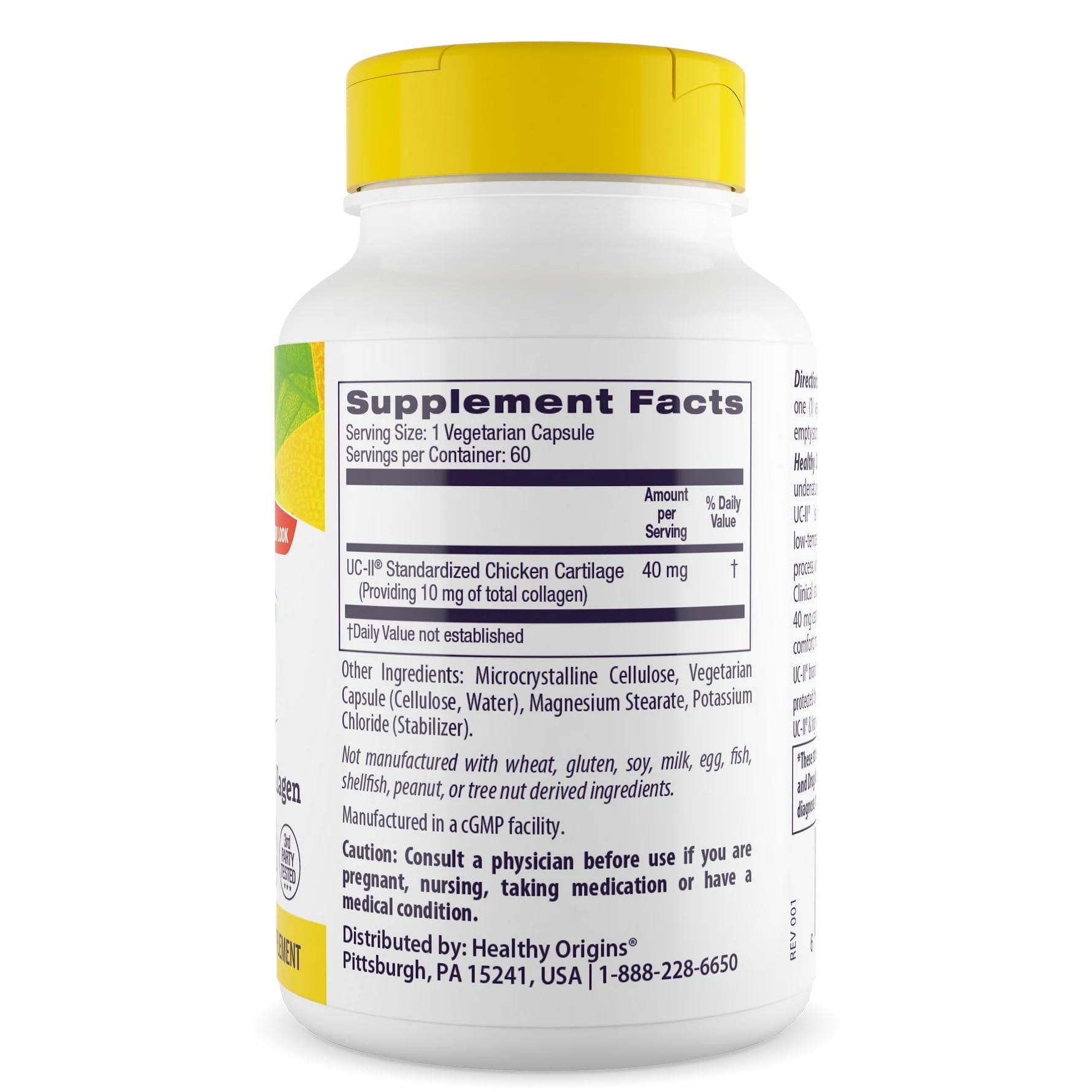 Healthy Origins Healthy Origins UC-II 40 mg (Undenatured Type II Collagen, Non-GMO, Gluten Free, Joint Support), 60 Veggie Caps