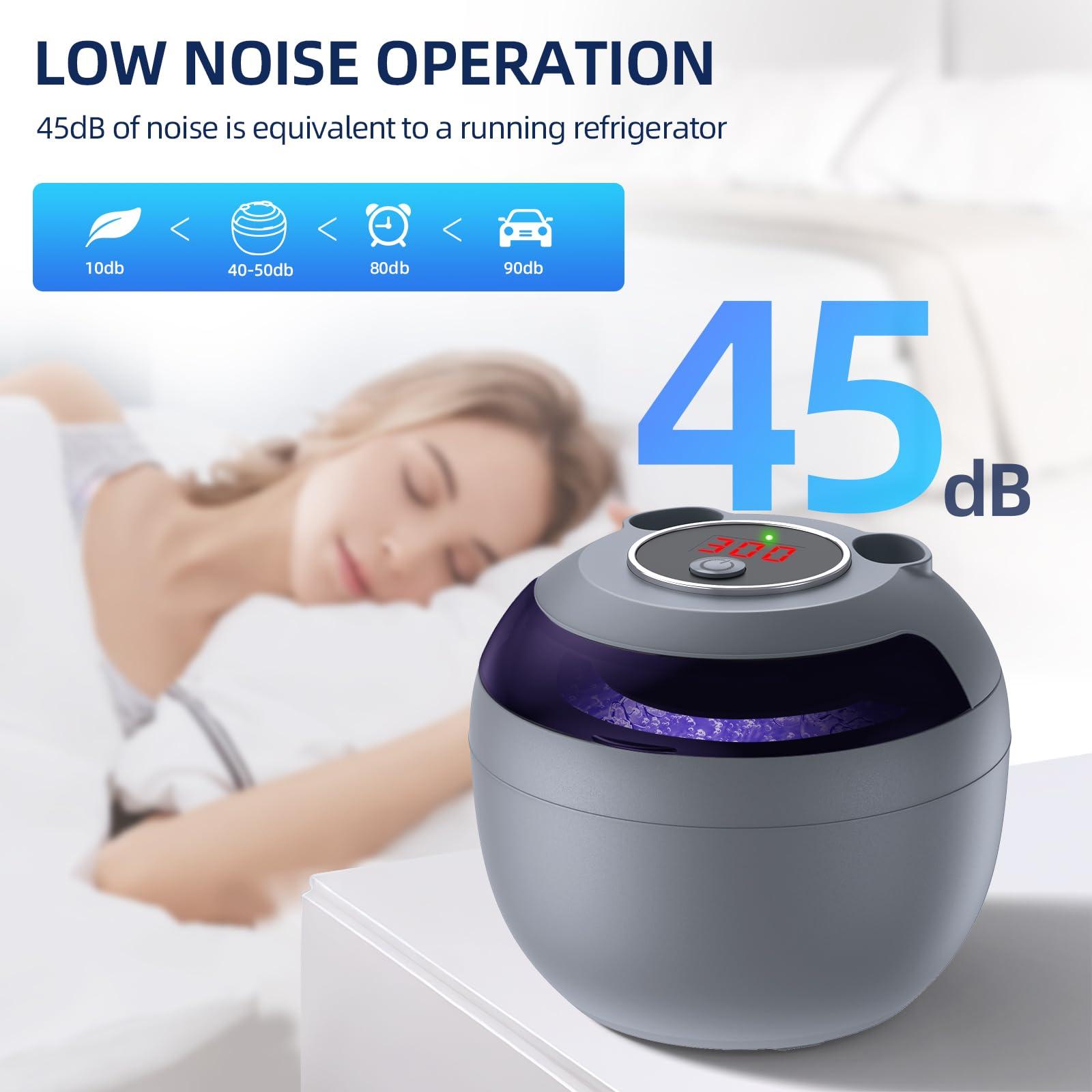 EcoBasic Ultrasonic Retainer Cleaner, Retainer Cleaner Machine for Dentures, Mouth Guards, Braces, Toothbrush Heads, Jewelry with 200ML Capacity, 45kHz Retainer Cleaning, 4 Modes for Appliances (Grey)