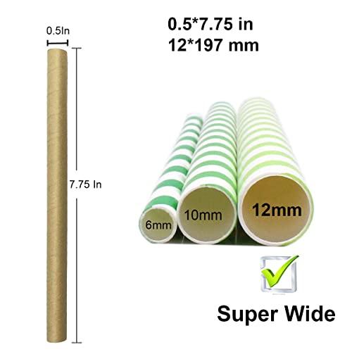 morneve Boba Straws, Smoothie Straw Paper Drinking Straws Disposable Biodegradable Extra Wide 12mm 0.5" Large for Bubble Tea Pearls Jumbo Milkshake Slushy Wedding Party Supplies, Kraft 50 Pcs