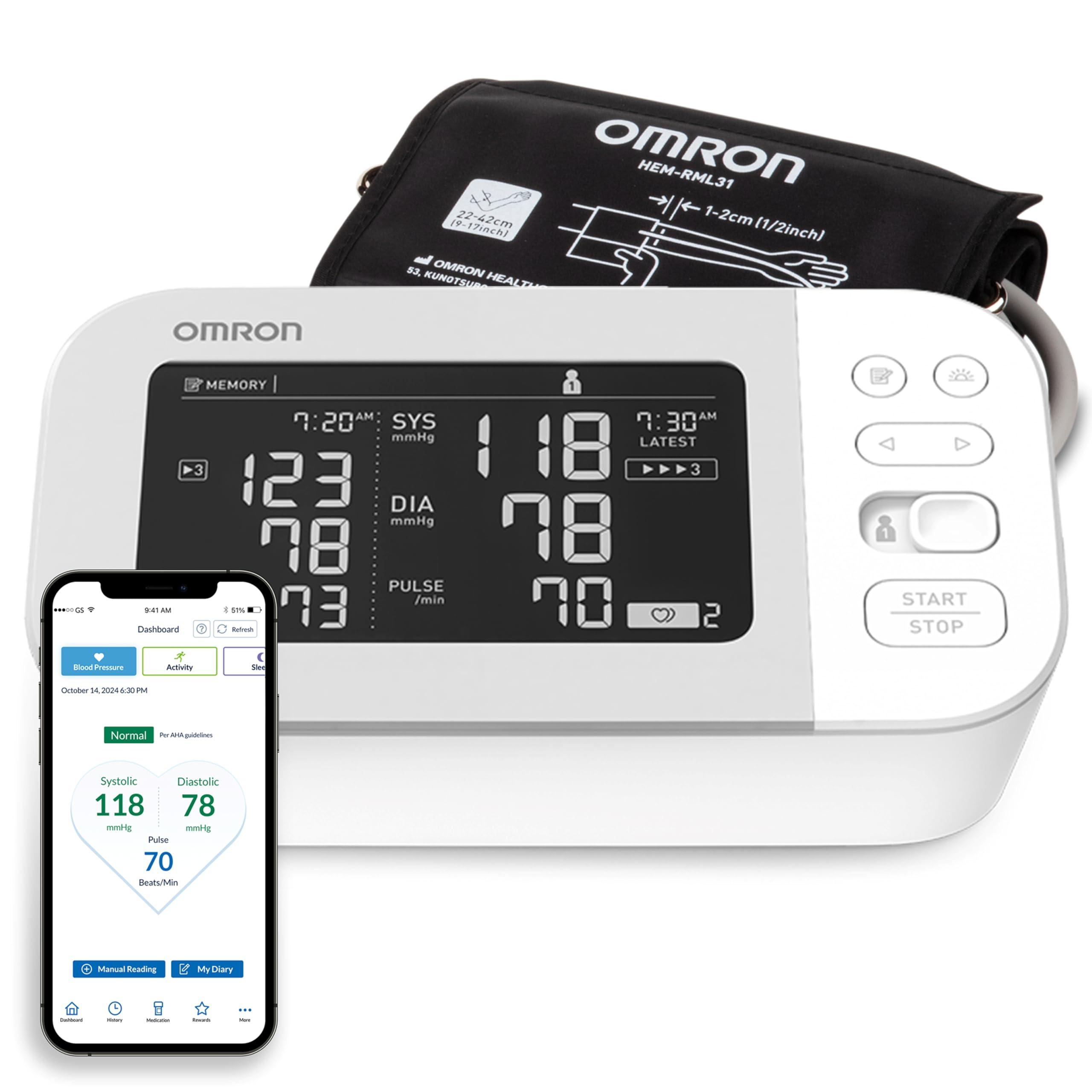 Omron OMRON Platinum Blood Pressure Monitor, Upper Arm Cuff, Digital Bluetooth Blood Pressure Machine, Stores Up To 200 Readings for Two Users (100 readings each)