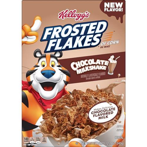 Frosted Flakes Kellogg\'s Frosted Flakes Breakfast Cereal, Kids Cereal, Family Breakfast, Chocolate Milkshake, 12.2oz Box (1 Box)
