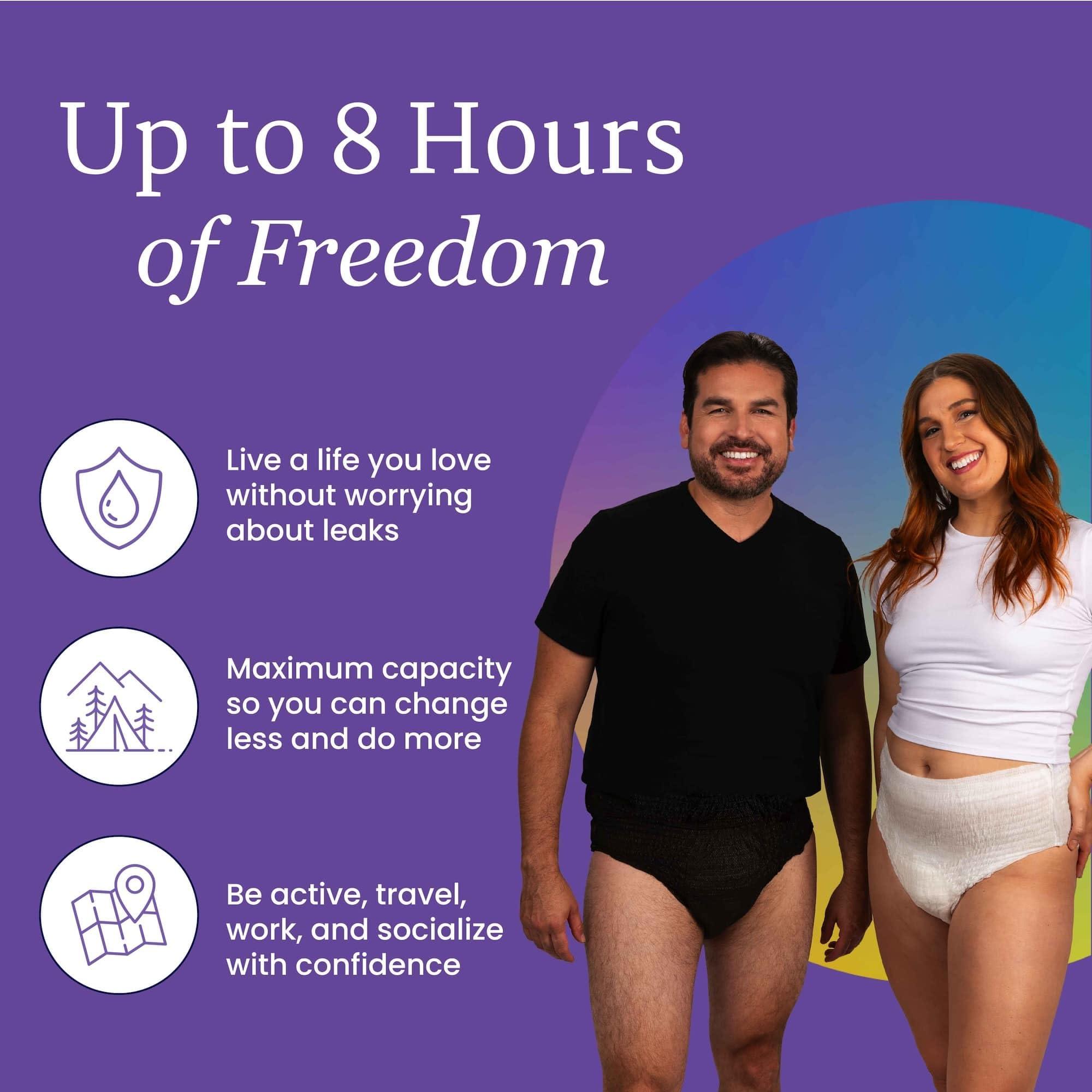 NorthShore NorthShore GoSupreme Overnight Incontinence Underwear, 8-Hour Pullup Style, Large, 4 Count Trial, Pink, 36-48 inches, Unisex Adult Diapers