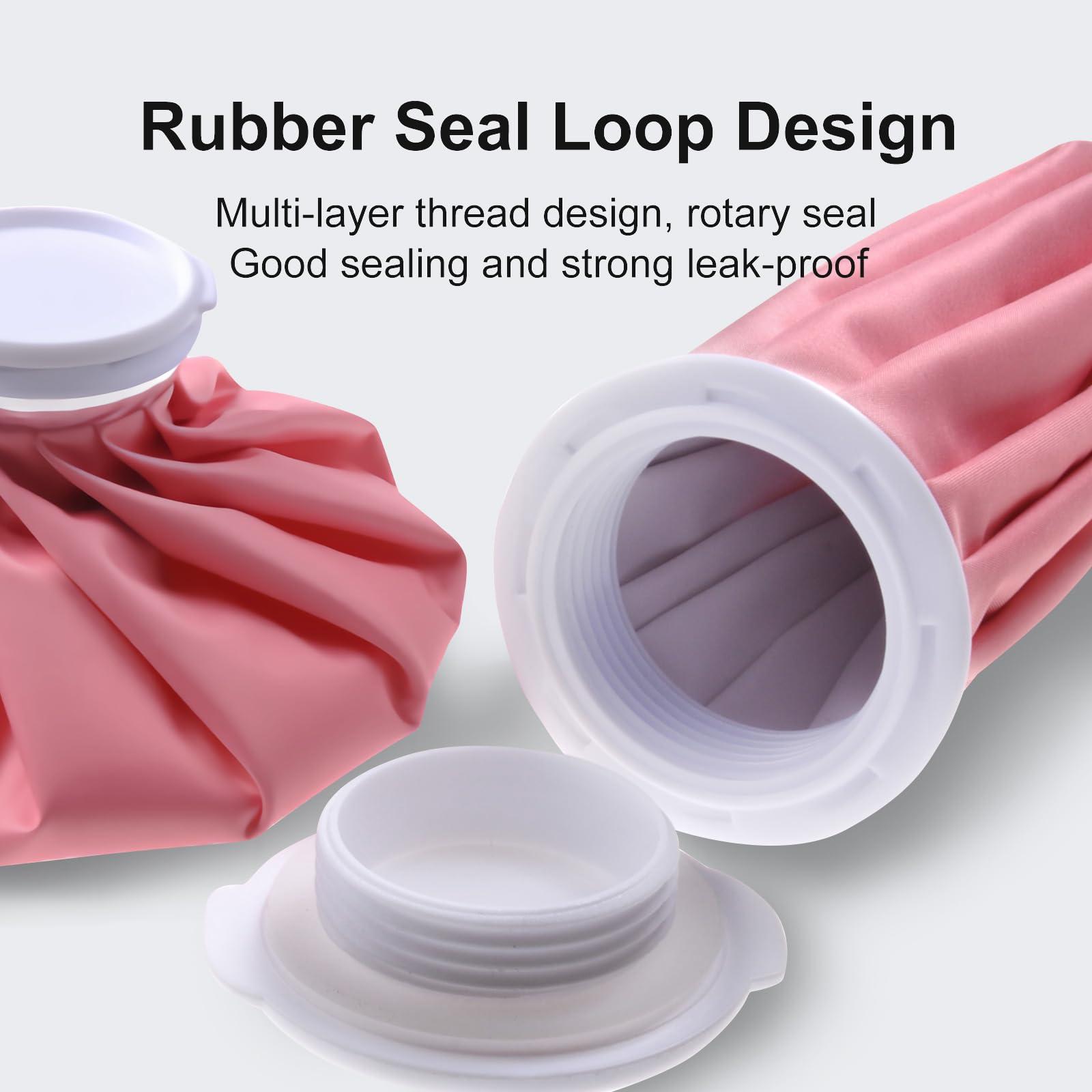 Fythao Ice Bag, Ice Packs for Injuries Reusable 9\", Hot Water Bag for Pain Relief, Hot & Cold Therapy, Cold Pack Pink