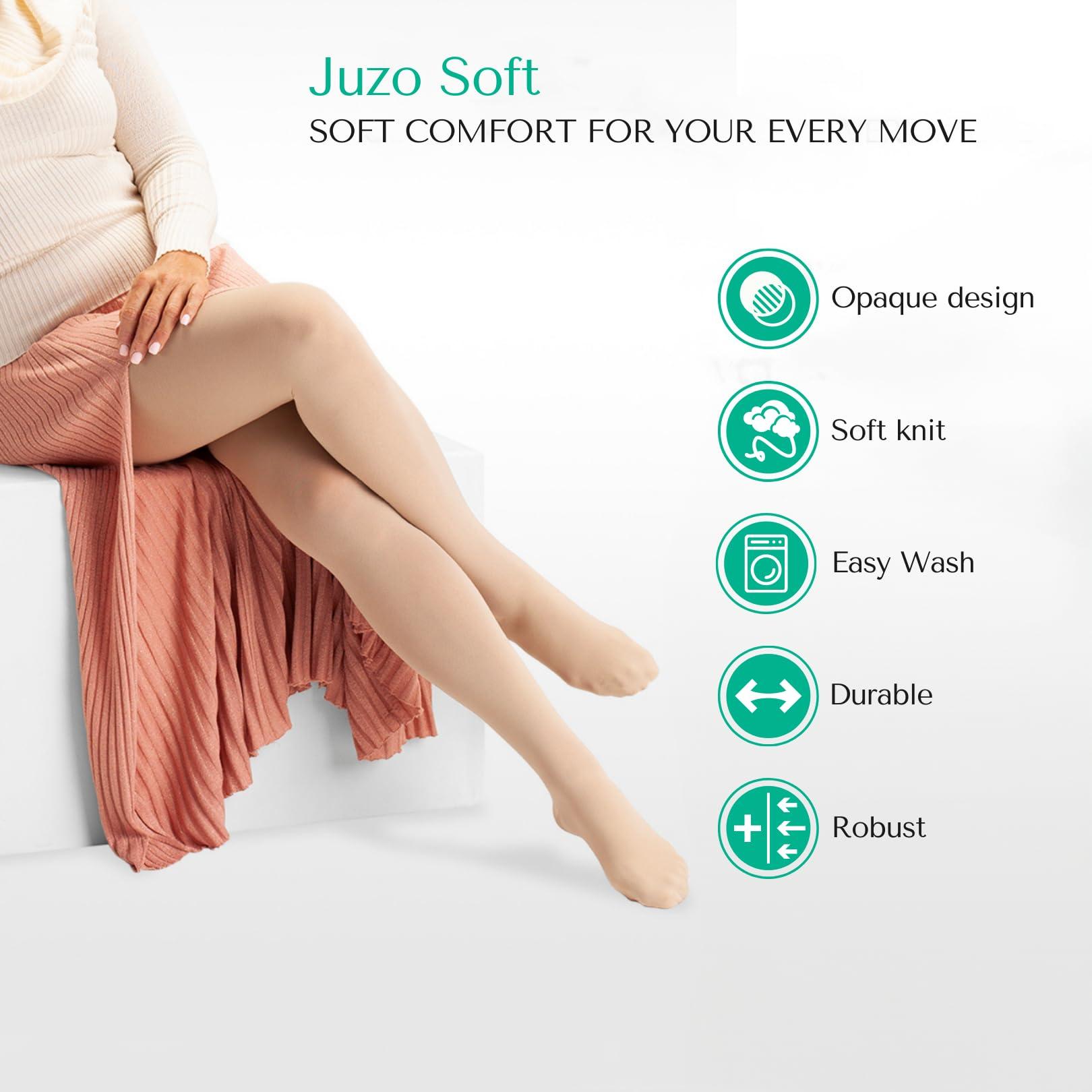 Juzo Juzo Soft 20-30 mmHg Compression Stockings, Thigh High, Silicone Band, Closed Toe | Compression Socks for Moderate Varicosities & Edema, Post-Sclerotherapy, Post-Op | Beige, X-Large (V)