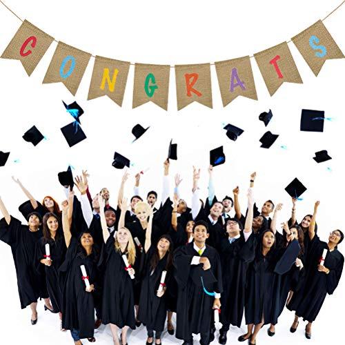 Amosfun Graduation Bunting Banner Congrats Banners Garland Dcorations Congratulations Sign Graduation Party Decor Supplies (Style A)