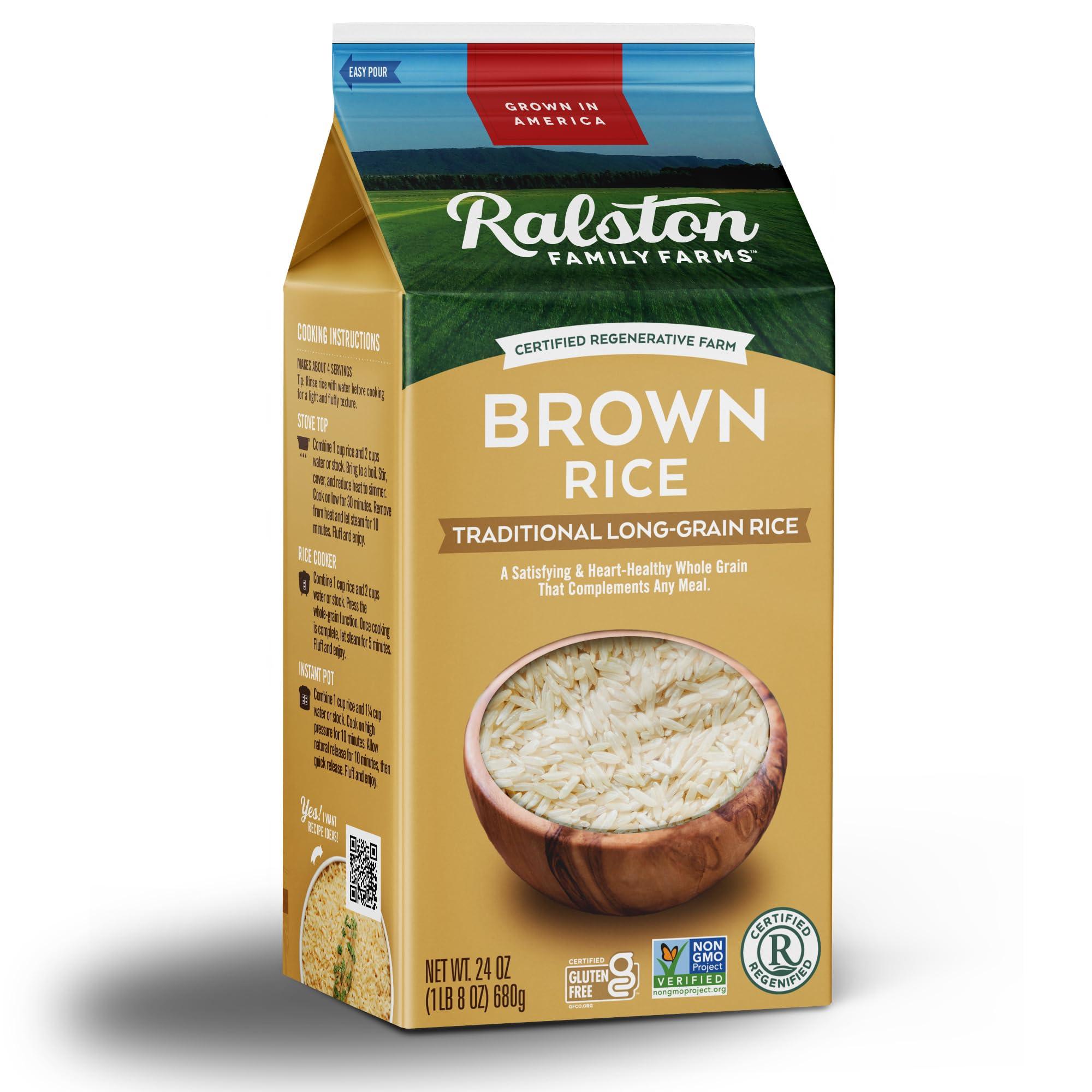Ralston Family Farms Ralston Family Farms Traditional Brown Rice, 24 oz Carton: 6 Pack, American Grown, Non-GMO, Naturally Gluten Free