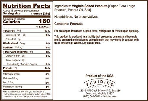 FERIDIES FERIDIES Super Extra Large Salted Virginia Peanuts - 18oz Can