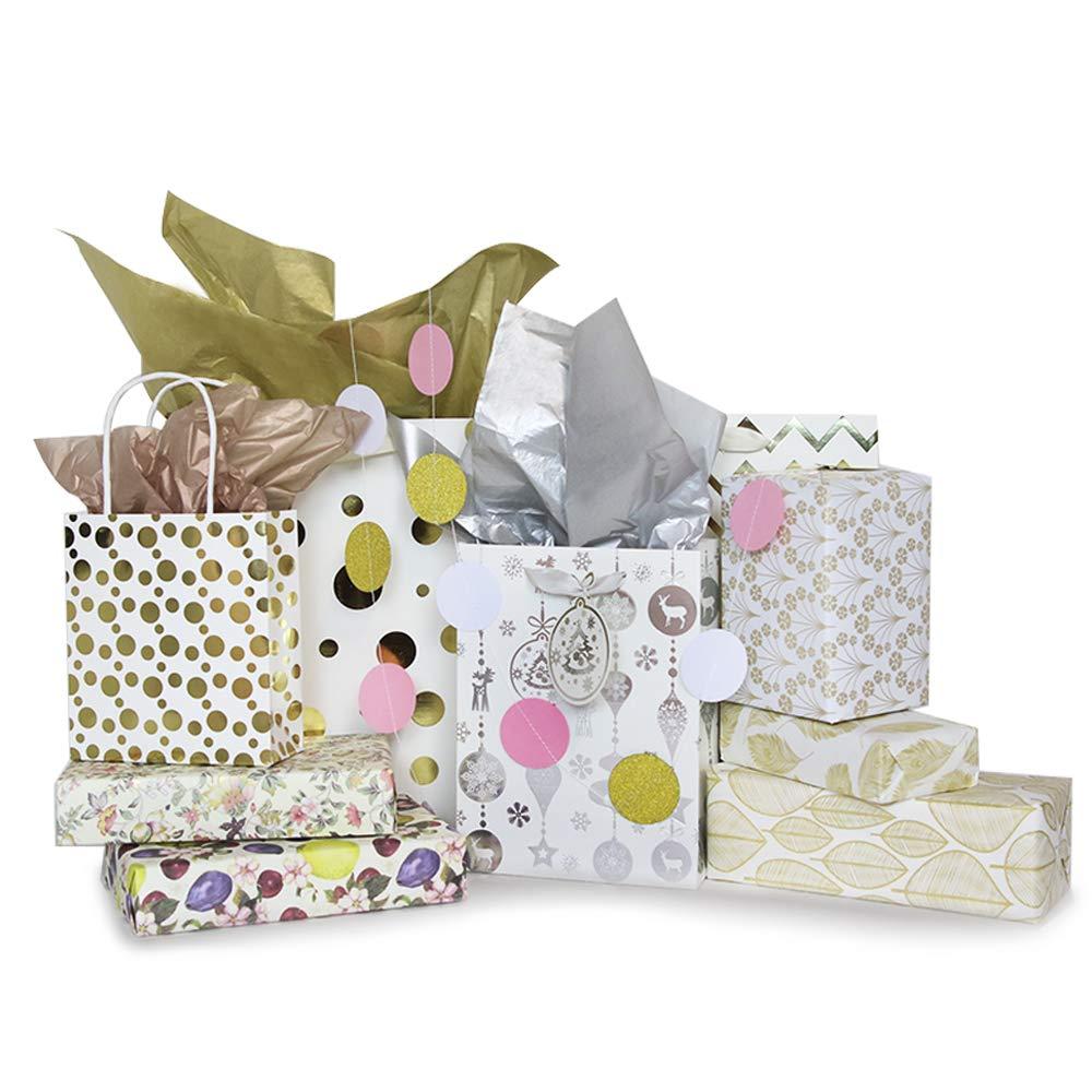 UNIQOOO UNIQOOO 100 Sheets Metallic Silver Foil Gift Tissue Paper Bulk, 20X14 Inch, Art Wrapping Paper for Gift Bag Box Packing, Wedding Birthday Party Favor, Pom Pom Piñata Tassel