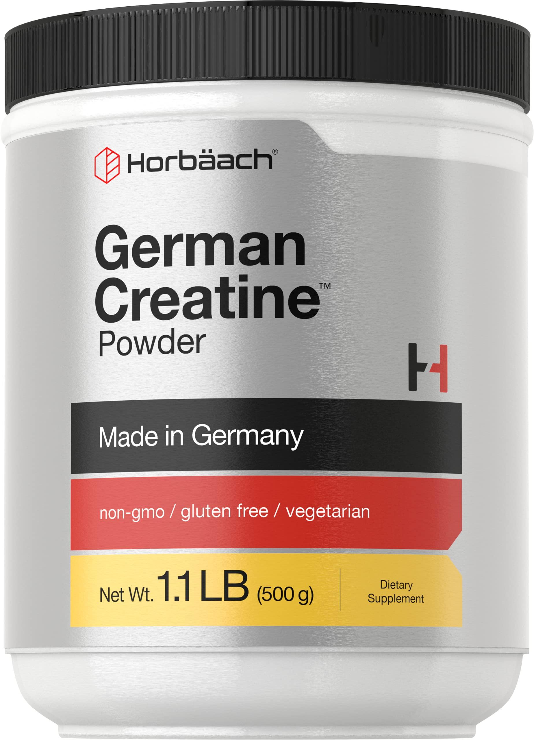 Horbach Horbaach German Creatine Powder 500g | Made in Germany with Creapure | Vegetarian, Non-GMO, and Gluten Free Dietary Supplement