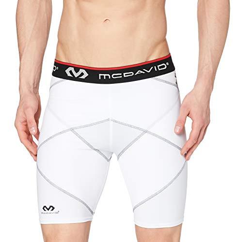 McDavid McDavid Cross Compression Shorts, Men's Performance Boxer Brief w/ Hip Flexor - thick compression material for recovery and support White Small