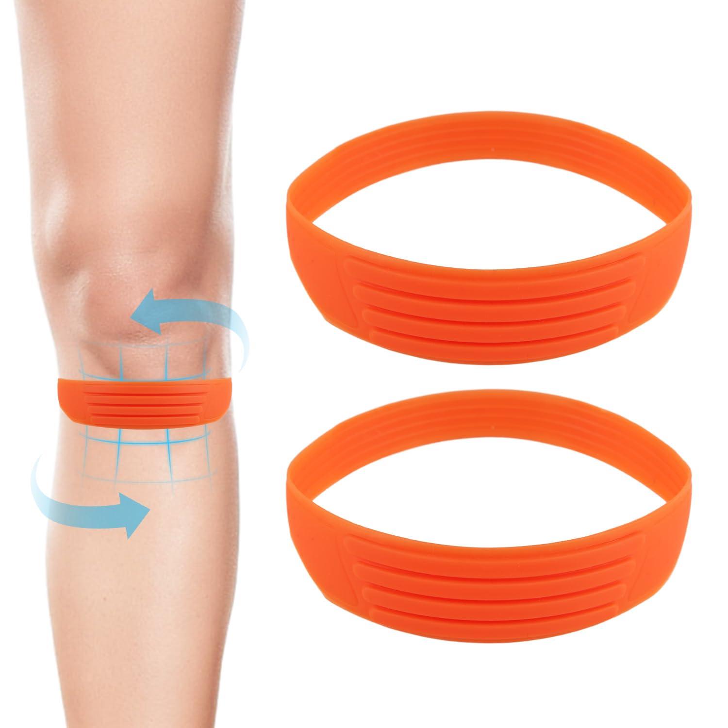 NQEUEPN NQEUEPN 2pcs Patella Tendon Knee Strap, Silicone Patellar Knee Bands Elastic Patella Knee Support Brace Flexible Patella Tendon Bands for Jumper Running Basketball Sports Men Women (Orange)