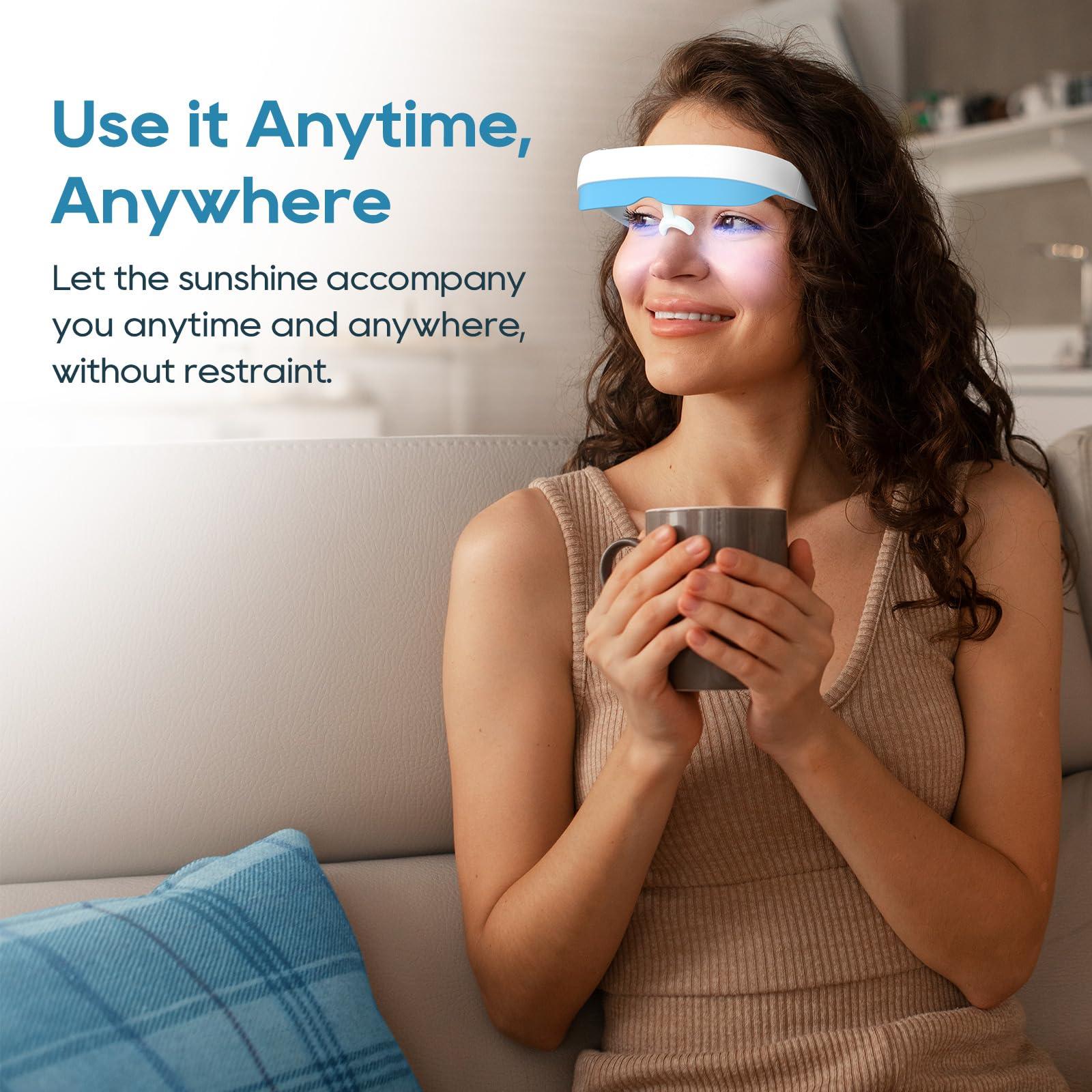 VanBoLon VanBoLon Light Therapy Glasses, Glasses Therapy Lamp Portable Daylight Lamp Natural Relief for Sleep Problems, Mood Disorders and Jet lag, Light Therapy Lamp Glasses Adjustable Brightness and Timer