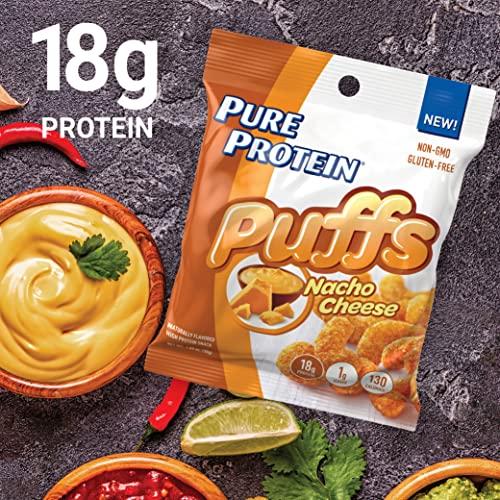 Pure Protein Pure Protein Puffs, High Protein Snack, 18G Protein, Nacho Cheese, 4 Count (Pack of 1)