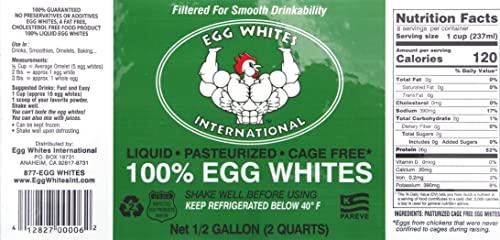 EGG WHITES INTERNATIONAL WWW.EGGWHITESINT.COM Egg Whites International 100% Pure Liquid Egg White Protein Designed to Drink. Now 100% CAGE Free (2 Half Gallons)