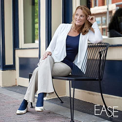 EASE BY THERAFIRM Ease Opaque Women's Support Thigh High Stockings - 20-30mmHg Moderate Compression Nylons (Coal, Small Long)