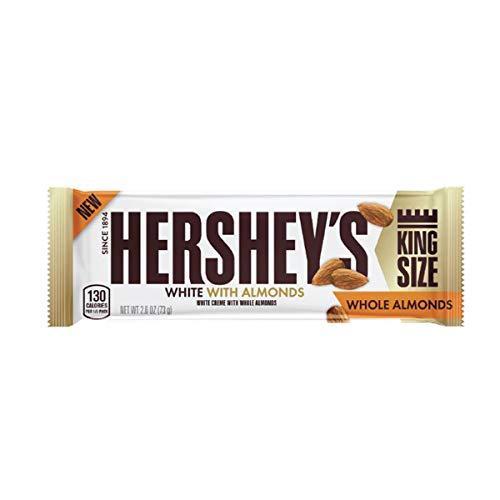 HERSHEY'S HERSHEY'S White Creme with Whole Almonds King Size Candy, Individually Wrapped, 2.6 oz Bars (18 Count)