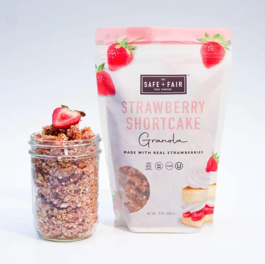 The Safe + Fair Food Company Safe + Fair Strawberry Shortcake Granola Gluten-Free, Dairy-Free & Vegan Snack Allergen-Free, Non-GMO, and No Artificial Ingredients - 12oz