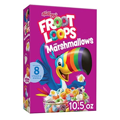 Kellogg’s Froot Loops Breakfast Cereal with Marshmallows, Fruit Flavored, Breakfast Snacks with Vitamin C, Original with Marshmallows, 10.5oz Box (1 Box) image-1