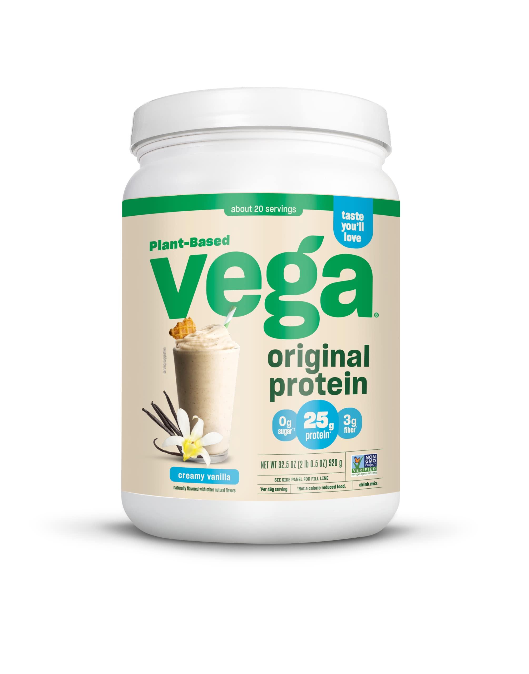 Vga Vega Protein and Greens Protein Powder, Chocolate & Original Protein Powder, Creamy Vanilla Plant Based Protein Drink Mix for Water, Milk and Smoothies, 32.5 oz