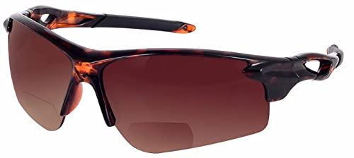Mass Vision Mass Vision The Athlete Polarized Lightweight Sport Wrap Bifocal Reading Sunglasses for Men and Women (2 Pair Black/Tortoise, 3.0, multiplier_x)