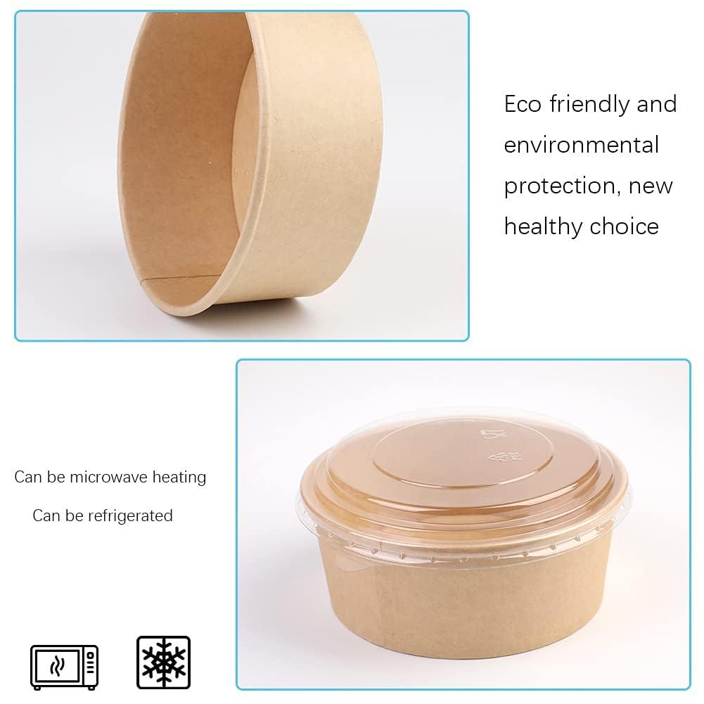 Prgery 25OZ Paper Bowls, 50 Pack Paper Food Containers with Lids,Disposable Soup Bowls Bulk Party Supplies for Hot/Cold Food, Soup, Ice Cream or Takeout