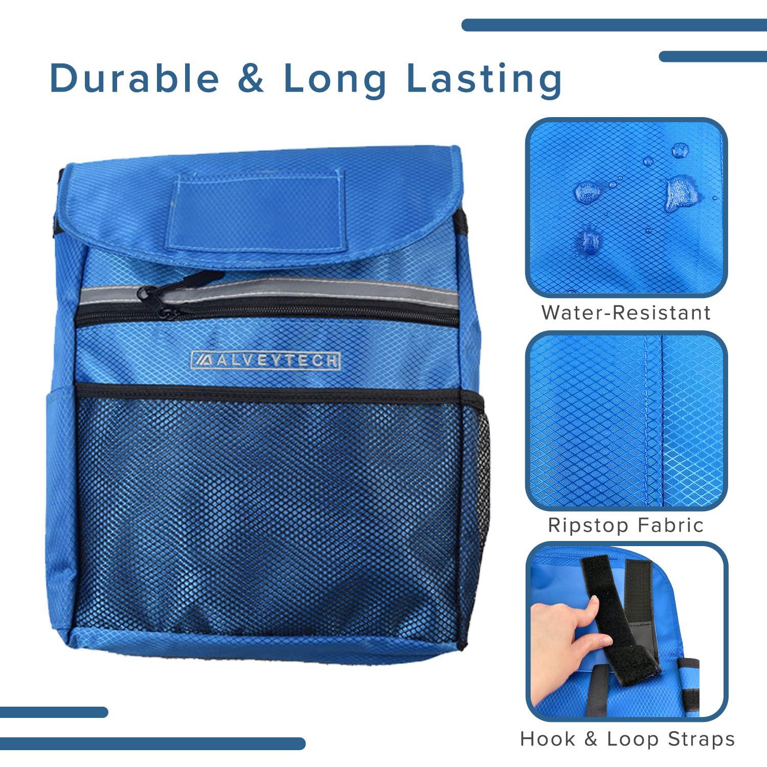 AlveyTech AlveyTech Saddle Bag for Mobility Scooter, Wheelchair, & Power Chair (Large, Blue) - Armrest Accessories Holder for Wheelchairs and Electric Scooters, Side Pouch Storage Organizer, Bags for Adults