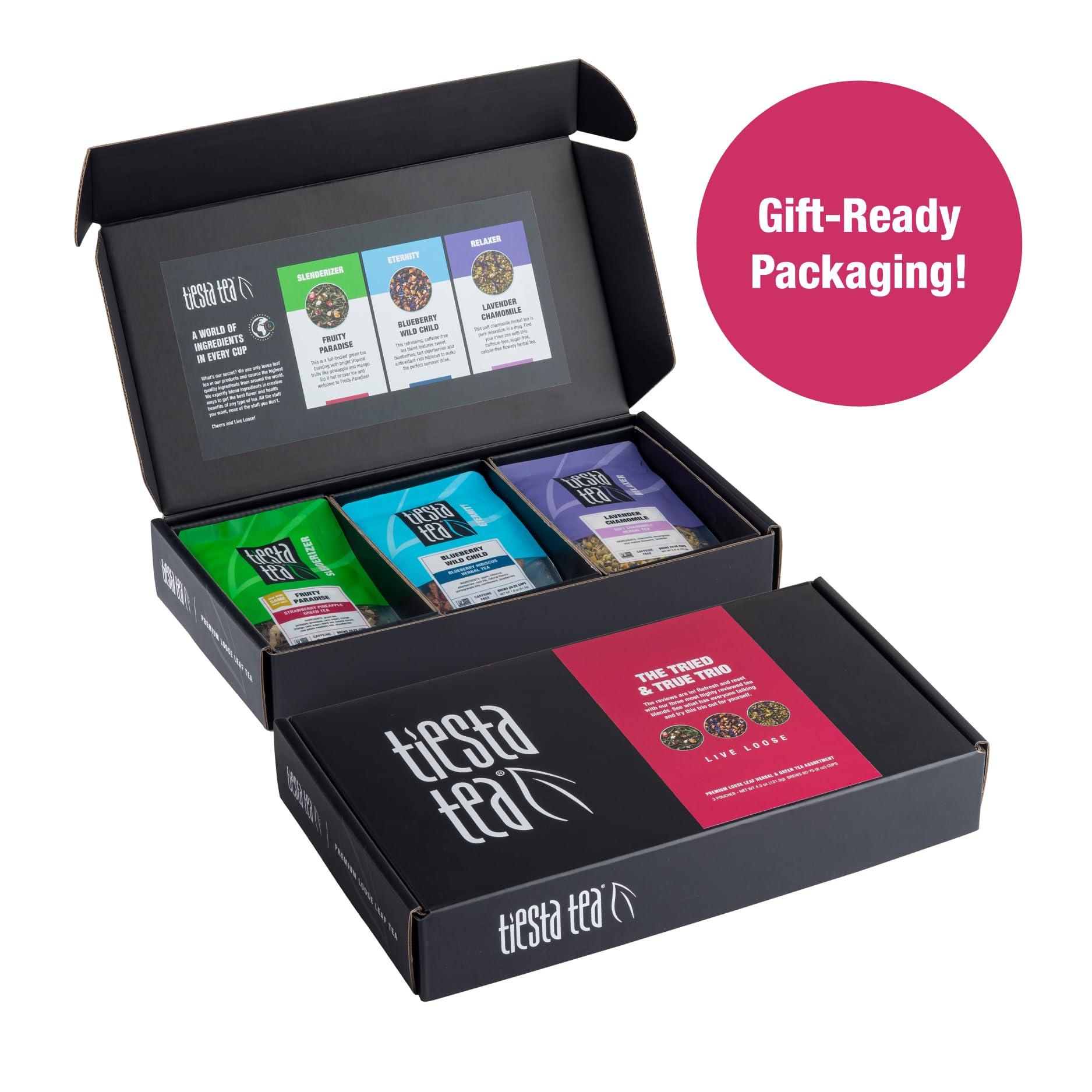 Tiesta Tea Tiesta Tea - Tiesta\'s Top Loose Leaf Tea Gift Box | Medium Caffeinated Tea Variety Pack | Make Hot & Iced Tea | 3 Pouches of Assorted Tea Blends with Green, Herbal, Fruity & Lavender Tea Bags