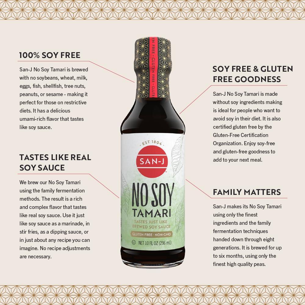 San-J San-J - No Soy Tamari - Specially Brewed Soy Sauce Alternative - 10 oz. Bottle