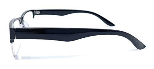 Incredible Bargains The Boston Half Rim Reading Glasses, Unisex Semi Rimless Square Readers with TR-90 Frame + 3.25 Black