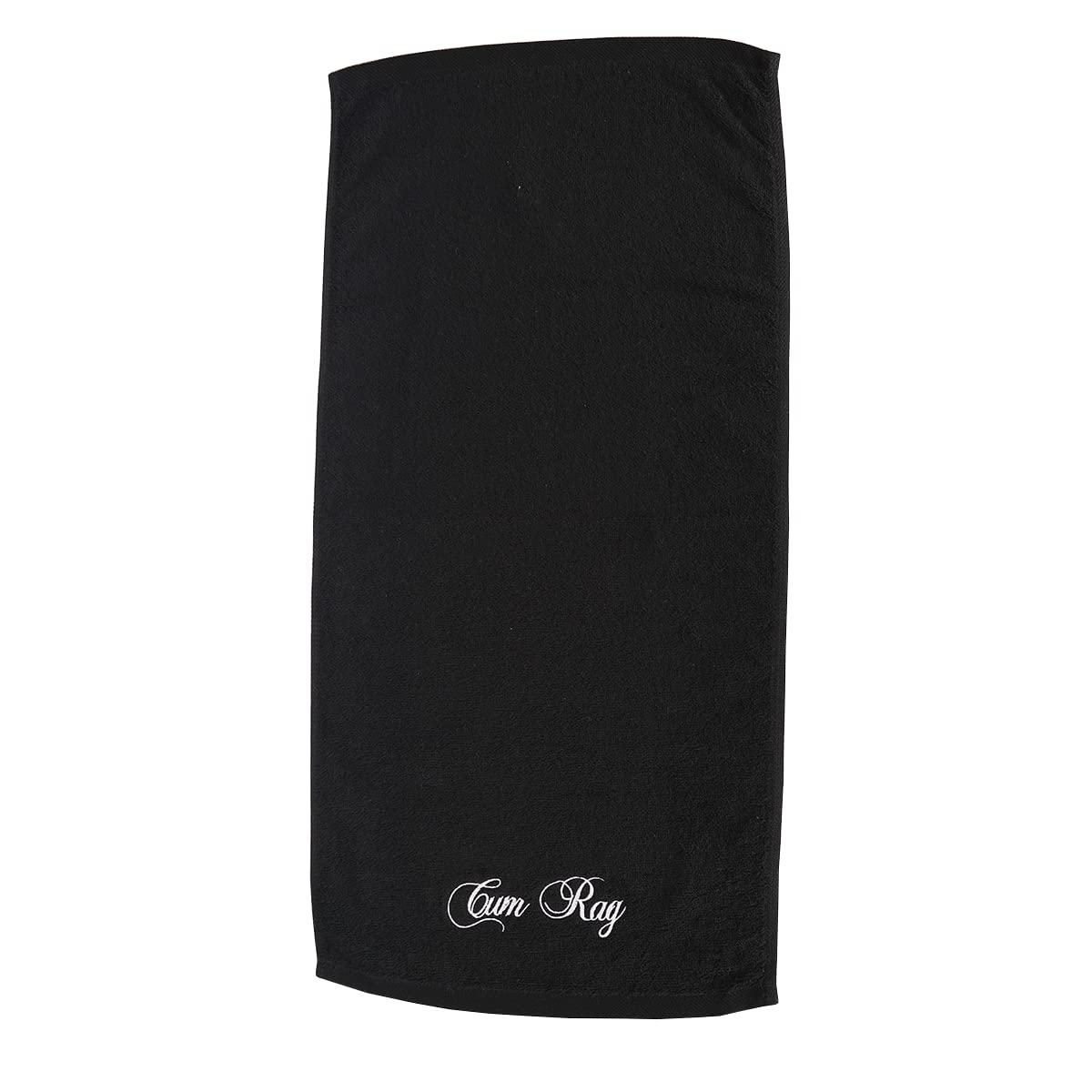 DailyRapFacts DailyRapFacts Cum Rag Embroidered Towel: Funny & Naughty Gag Gift (Black)