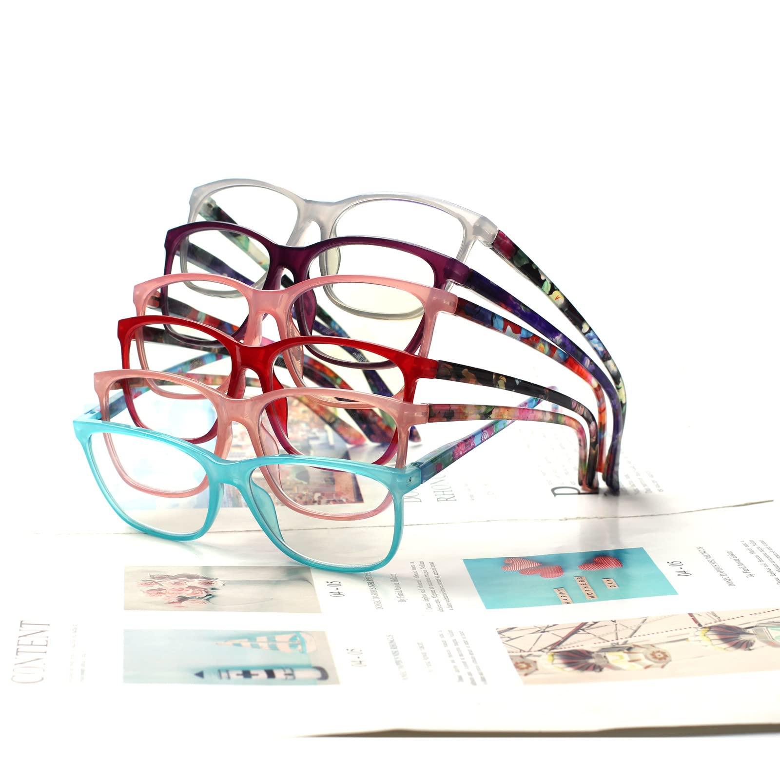 SIGVAN SIGVAN Ladies Reading Glasses Blue Light Blocking Spring Hinge Fashion Pattern Print Eyeglasses for Women (mix colors, 1.25, multiplier_x)
