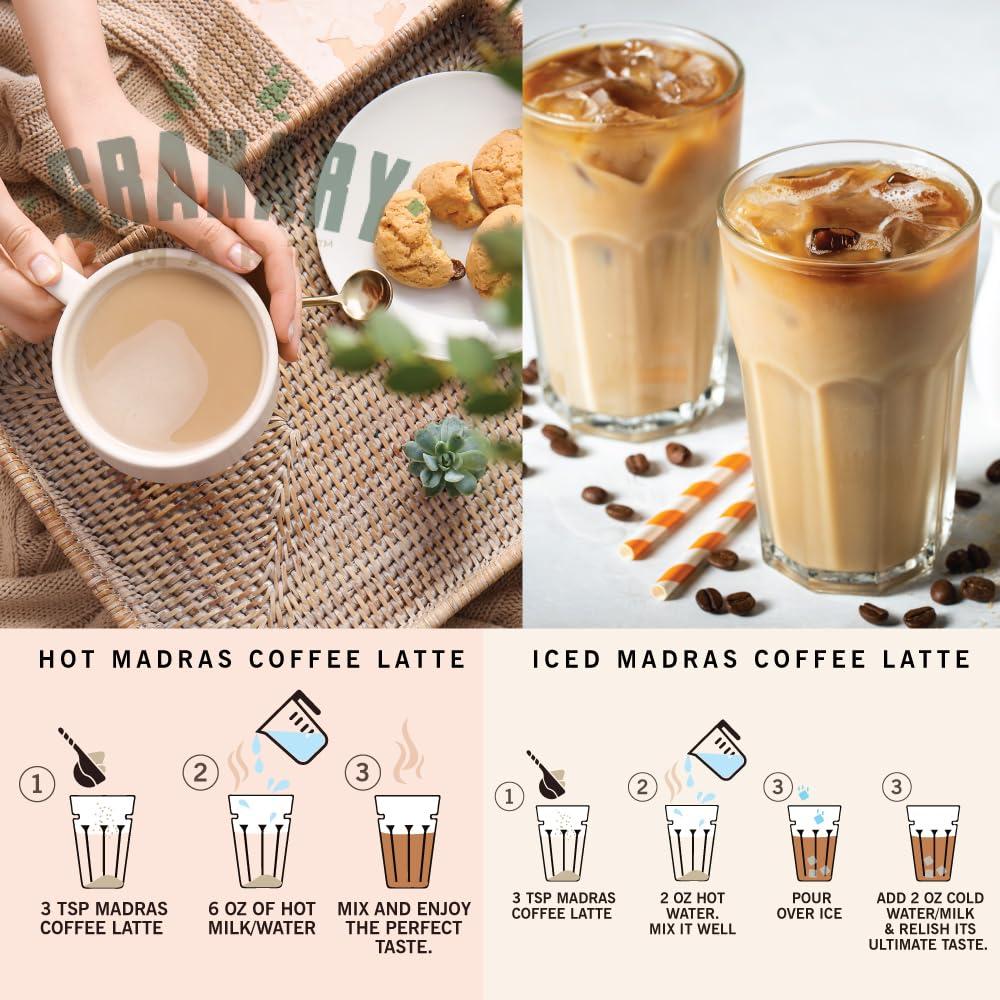 Granary Mart Instant Madras Coffee Latte | Instant Coffee | Smooth Creamy Flavor | Ideal for Hot and Cold Coffee/Flavoring for Desserts - 40 lbs in Bulk Bag