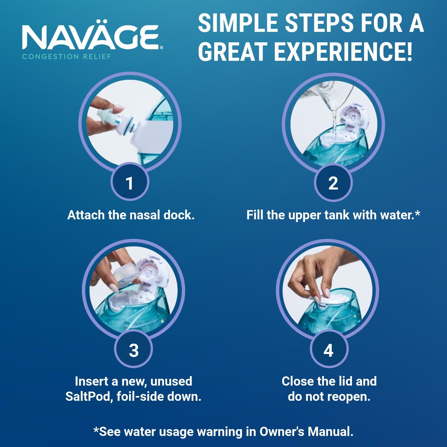 Navage Navage Travel Bundle Nasal Irrigation System - Saline Nasal Rinse Kit with 1 Nose Cleaner, 20 Salt Pods and Paisley Travel Bag