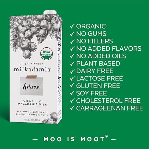 Milkadamia milkadamia Organic Artisan Macadamia Milk, 32 FL OZ (Pack of 6)